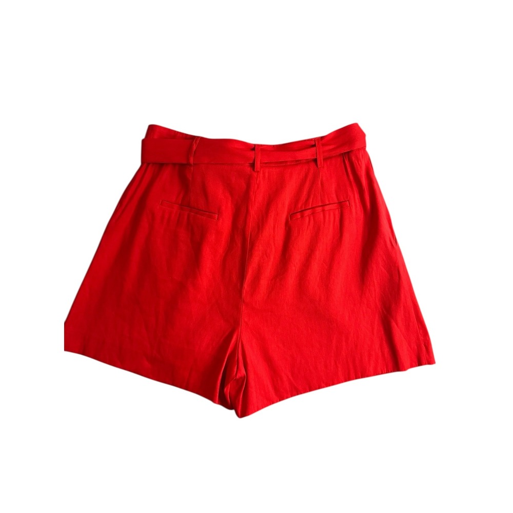 Antonio Melani Linen‎ Blend Belted Paperbag Waist Shorts Red Size 12 - Picture 3 of 9